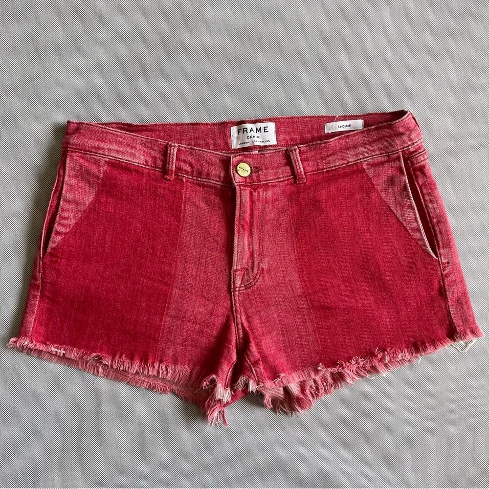 FRAME Le Cutoff Womens Short Denim Crimson Shadow Red Size 27